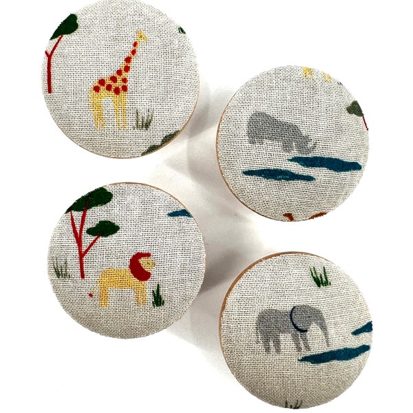 Tiroir Safari Tiroir Tirettes Set de 4 / Cabinet / Crèche / Poignées / Décor de chambre / Accessoires de meubles / Commode / Baby Shower / animaux