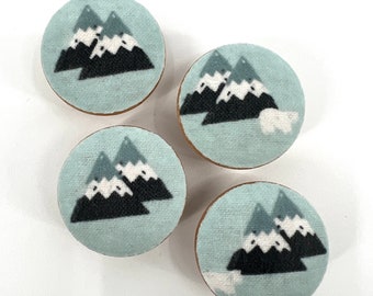 Mountains Drawer Knob Pulls Set of 4 / Cabinet / Nursery / Handles / Room Decor / Furniture Accessories / Mountain / Snow / Range / Tops