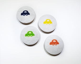 Little Cars Fabric Drawer Knob Pulls - Set of 4 - Nursery Decor