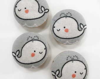 Whale Nursery Drawer Knob Pulls - Set of 4 Wooden Knobs