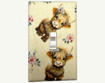 Highland Cows Fabric Light Switch Cover Nursery Decor Farm Barn