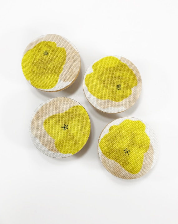 Yellow Flowers Drawer Knob Pulls Set of 4 / / Nursery Etsy