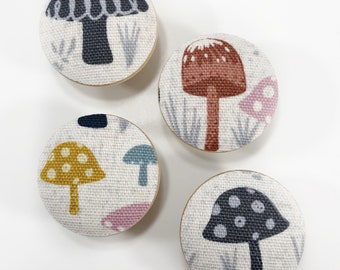 Mushroom Fabric Drawer Knob Pulls - Set of 4 - Nursery Decor