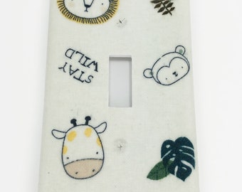 Safari Animals Fabric Light Switch Cover: Nursery Decor