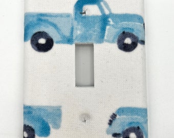 Little Truck Light Switch Plate Cover / Outlet Cover / Bedroom / Home Decor / Baby Shower Gift / Nursery Decor / Kid's Room / Blue / Farm