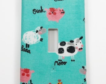 Farm Animals Light Switch Plate Cover / Outlet Cover / Bedroom / Home Decor / Baby Shower Gift / Nursery Decor / Kid's Room / Cows / Pigs