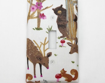 Woodland Friends Light Switch Plate Cover / Outlet Cover / Bedroom / Home Decor / Baby Shower Gift / Nursery Decor / Kid's Room / Bear / Elk