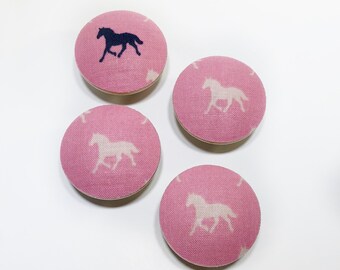 Little Horses Fabric Drawer Knob Pulls - Set of 4 - Nursery Decor