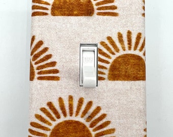 Cubierta de interruptor de luz de tela con diseño de amanecer, decoración para habitación infantil