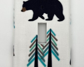 Black Bear Light Switch Plate Cover / Outlet Cover / Bedroom / Home Decor / Baby Shower Gift / Nursery Decor / Kid's Room / Woodland / Trees