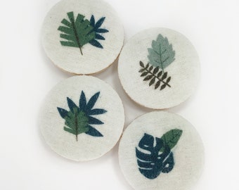 Jungle Leaves Wooden Drawer Knob Pulls - Set of 4