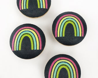 Ensemble de 4 boutons de tiroir en tissu arc-en-ciel, décoration de chambre d'enfant