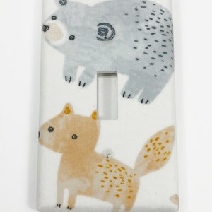 Fox And Bear Light Switch Plate Cover / Outlet Cover / Bedroom / Home Decor / Baby Shower Gift / Nursery Decor / Kid's Room / Woodland