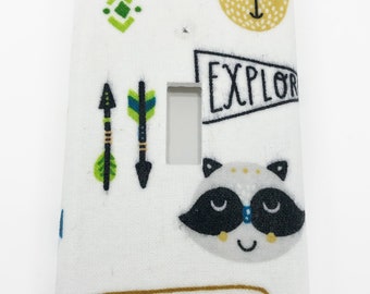 Woodland Explorer Light Switch Plate Cover / Outlet Cover / Bedroom / Home Decor / Baby Shower Gift / Nursery Decor / Kid's Room / Raccoon