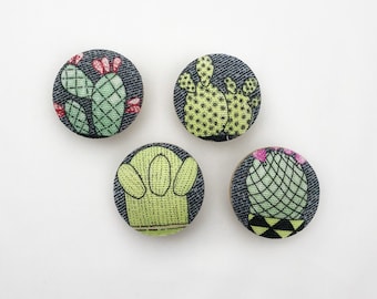 Succulents Wooden Drawer Knob Pulls - Set of 4 - Nursery Decor