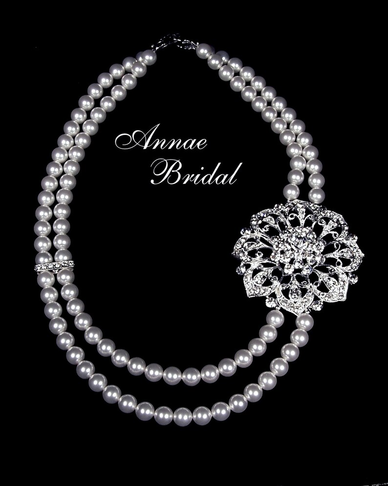pearl and rhinestone wedding necklace