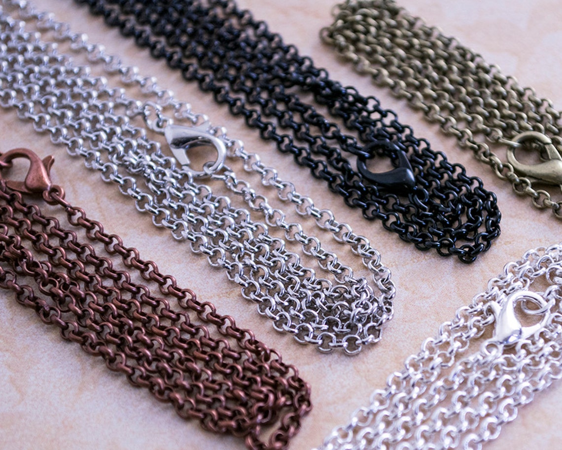 50 18 Inch Necklace Chains Bulk Chains Rolo Chains Loop Etsy