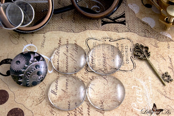 Round Glass Oval Cabochons,Crystal Clear Round Cabochon Flat Back Glass Dome Tile Jewellery Making 38mm 5Pcs