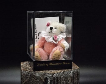 Blonde Curly Mohair Valentines Bear Adorable Vintage Jointed Mohair Bear Signed Pam Kisner Collectible Bear Bear Red Bow MohairJacket