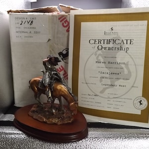 Rare Sacajawea Sculpture: Legends C.A. Pardell Mixed Media Art, COA