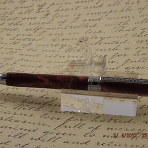 Handmade Russet Brown Acrylic Twist Pen with Swarovski Crystals
