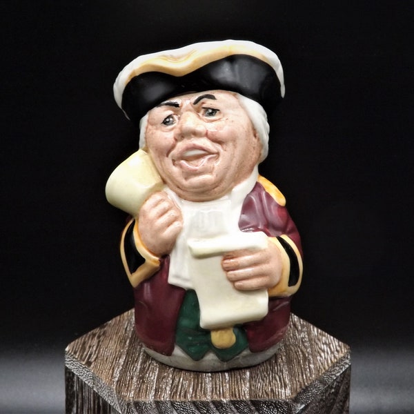 Closeout Sale! Vintage 1983 Royal Doulton Doultonville Collection D-6713 Mr. Tonsil The Town Crier Toby Jug. Excellent condition no box.