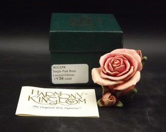 Harmony Kingdom Single Pink Rose Figurine: 1997 Limited Edition