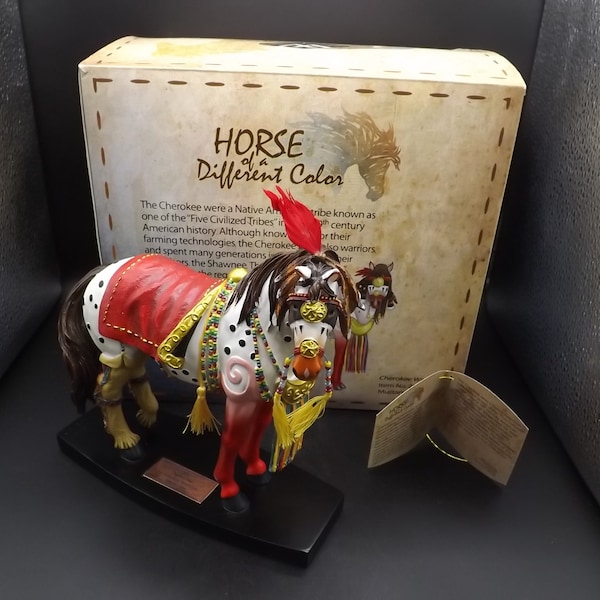 Vintage Horse of a different color "Cherokee Warrior" Mustang Horse figurine. Limited edition 623/10000. Original box and COA.