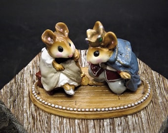 Vintage Wee Forest Folk Figurine: Cinderella&#39;s Slipper, Hand Painted Mice