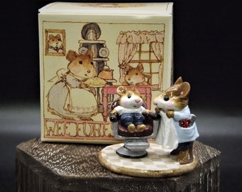 Vintage Wee Forest Folk Figurine: &quot;First Haircut&quot; Barber Mouse (1986, Original Box)