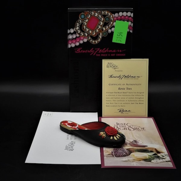 Vintage Just the Right Shoe by Raine Beverly Feldman Frankie and Baby "Rosie Toes" shoe collectible with original box and COA. Item #25341