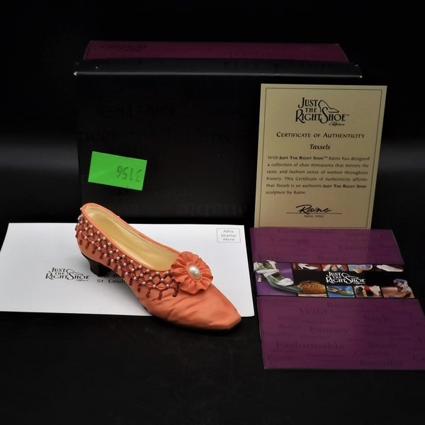 Closeout Sale! Vintage Just the Right Shoe by Raine "Tassels" miniature shoe collectible with original box and COA. Item #25090