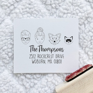 Family Cartoon Stamp,Custom Address Stamps,Personalized Address Labels,Wedding Address Stamp,Cartoon Stamp,Housewarming Gift,Mr and Mrs Gift