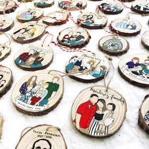 Christmas ornament,Custom Family Portrait Ornament,Custom Ornament,Wood Ornament,Personalized Gift,Custom Cartoon,Ornament