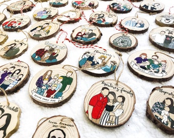 Christmas ornament,Custom Family Portrait Ornament,Custom Ornament,Wood Ornament,Personalized Gift,Custom Cartoon,Ornament