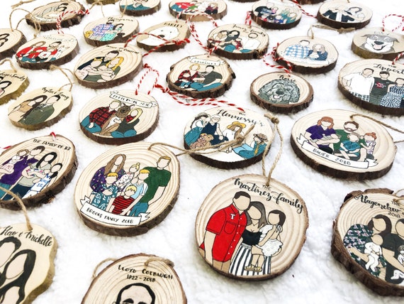 Christmas ornament,Custom Family Portrait Ornament,Custom Ornament,Wood Ornament,Personalized Gift,Custom Cartoon,Ornament