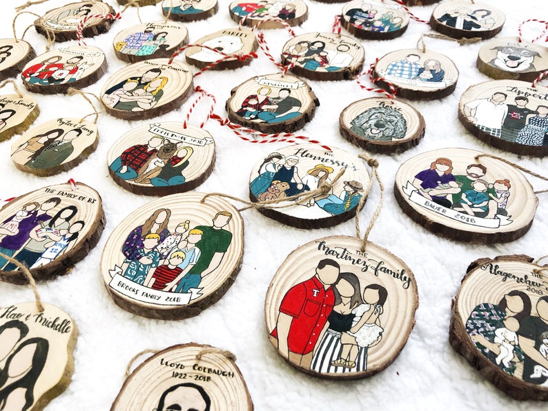 Christmas ornament,Custom Family Portrait Ornament,Custom Ornament,Wood Ornament,Personalized Gift,Custom Cartoon,Ornament image 1