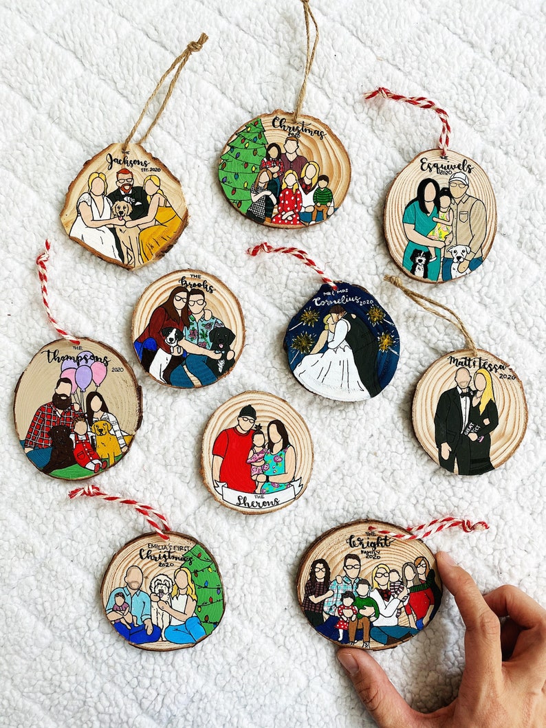 Christmas ornament,Custom Family Portrait Ornament,Custom Ornament,Wood Ornament,Personalized Gift,Custom Cartoon,Ornament image 10