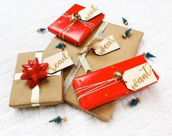 Christmas Gift Tag|Custom Gift Tags|Wooden gift tags|Xmas Gift Tag|Something you Want, Need, Wear, Read|Reusable Gift Tags|Personalized Gift