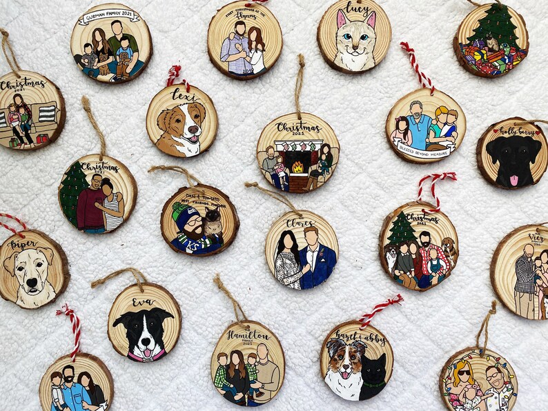 Christmas ornament,Custom Family Portrait Ornament,Custom Ornament,Wood Ornament,Personalized Gift,Custom Cartoon,Ornament image 9