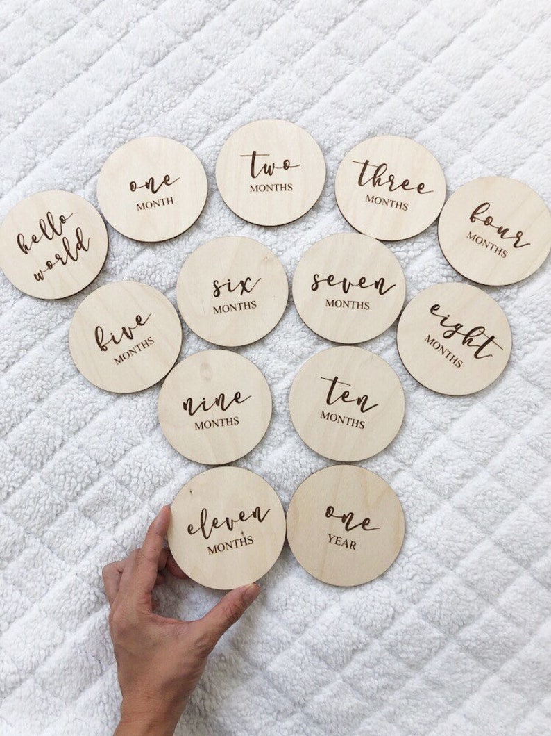 Wood Baby Monthly Milestones Baby Month Signs Baby Photo Etsy