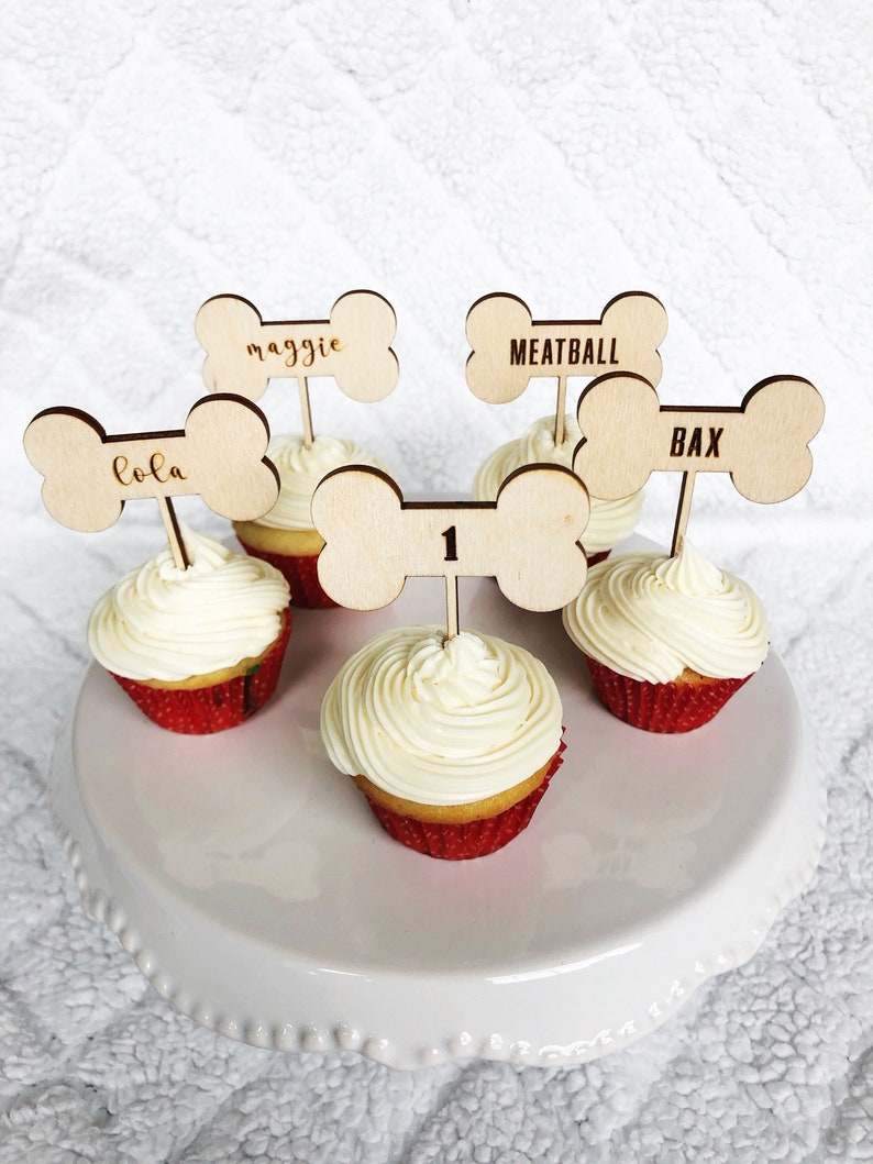 Personalized Dog Cupcake Topper With Name Custom Dog Birthday - Etsy