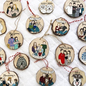Family Ornament,Housewarming Gift,Family Cartoon,Custom Family Portrait,Custom Ornament,Wood Ornament,Personalized Gift,Custom Cartoon