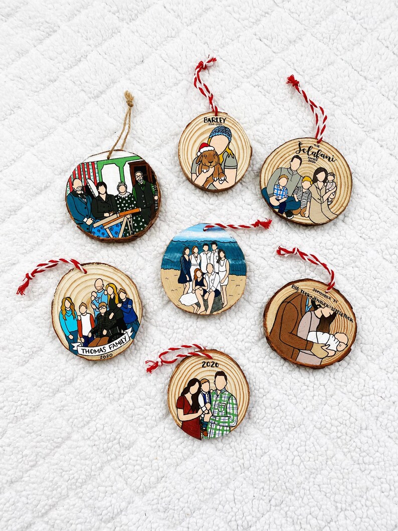 Christmas ornament,Custom Family Portrait Ornament,Custom Ornament,Wood Ornament,Personalized Gift,Custom Cartoon,Ornament image 7