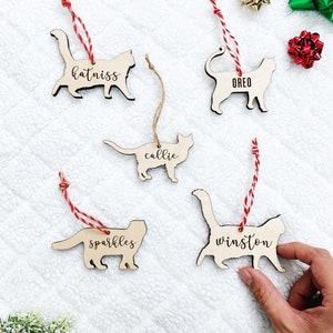 Personalized Cat Christmas Ornament with Name, Cat Ornament, Custom Pet Ornament, Cat Lovers, Cat Gift, Crazy Cat Lady, Pet Memorial Gift