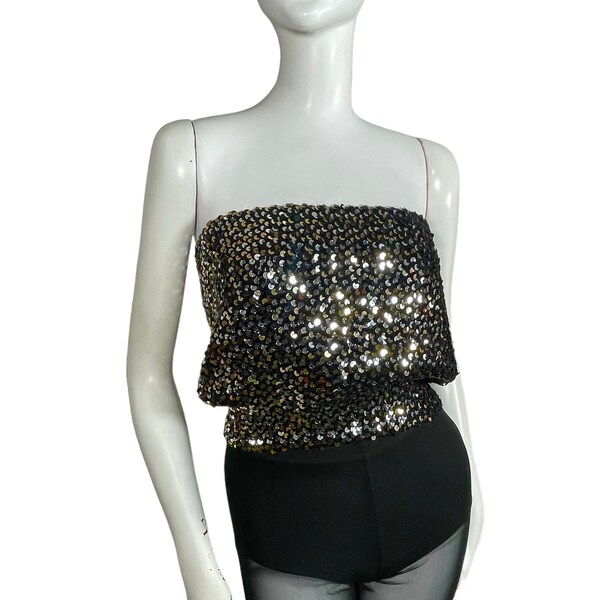Sequin Knit Glam Tube Top (L)