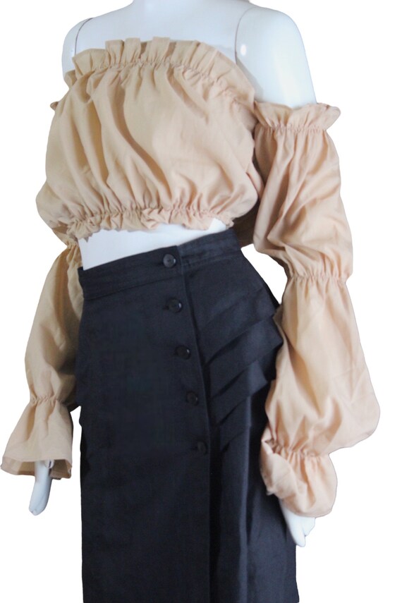 Black linen pencil skirt, midi, vintage. By Ellen… - image 2