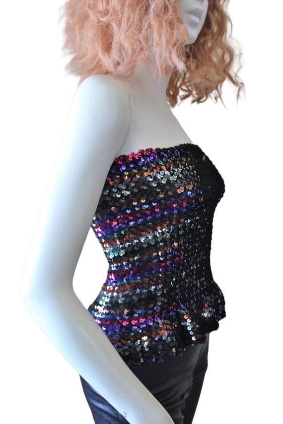 Tube top, sequin, vintage. disco, 1980s. Rainbow,… - image 9