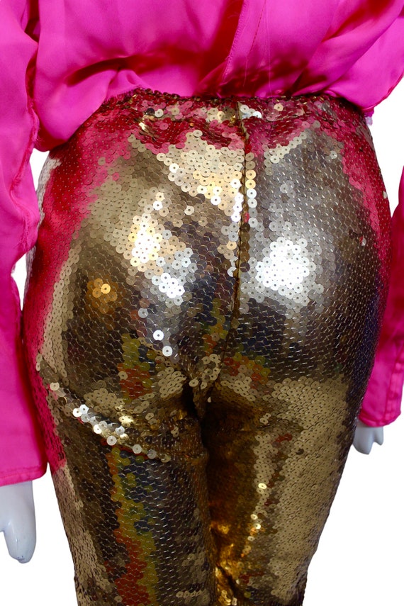 Gold sequin pants, vintage Bergdorf Goodman. Exce… - image 8