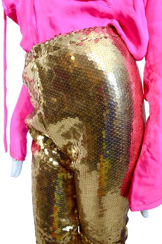 Gold sequin pants, vintage Bergdorf Goodman. Exce… - image 3